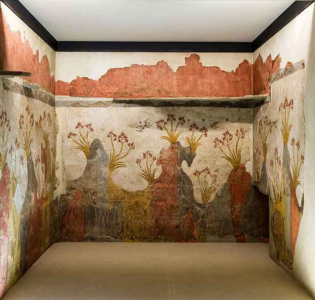 Fresco in Akrotiri, Santorini, Greece 