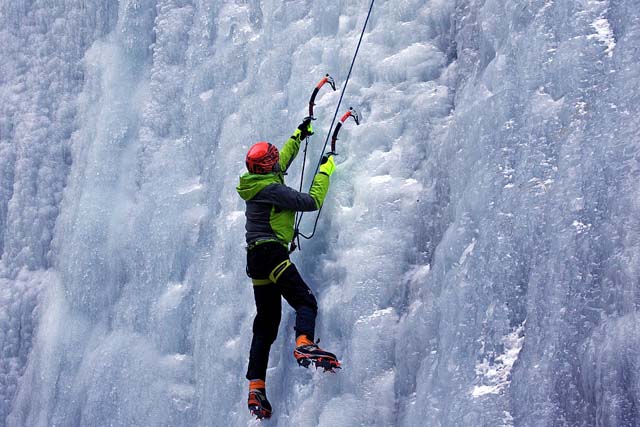 Ice climbing in the French Alps