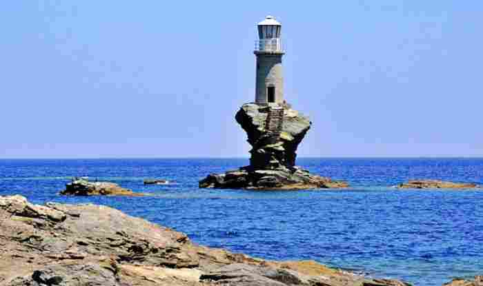 Tourlitis Lighthouse in Andros, Greece