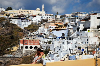 Fira on Santorini Island in Greece