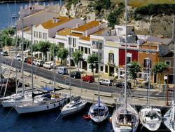 Aerial View of Boats at Mao's Harbour, Mao', Menorca (Minorca), Balearic Islands, Spain